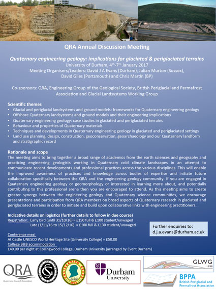 QRA (Quaternary Research Association) 2017 Annual Discussion Meeting